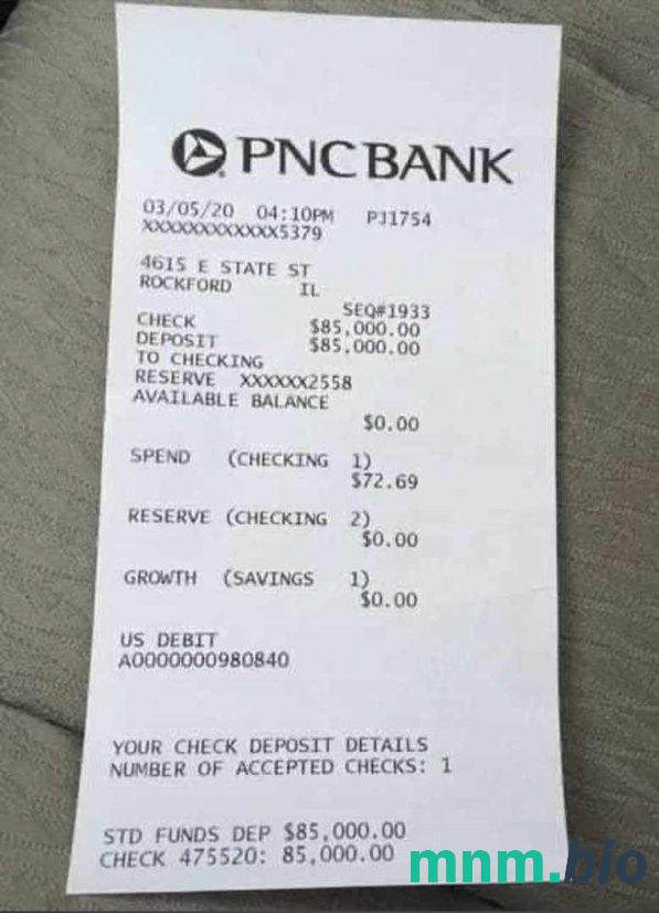 USA PNC Bank szablon pokwitowania płatności PSD